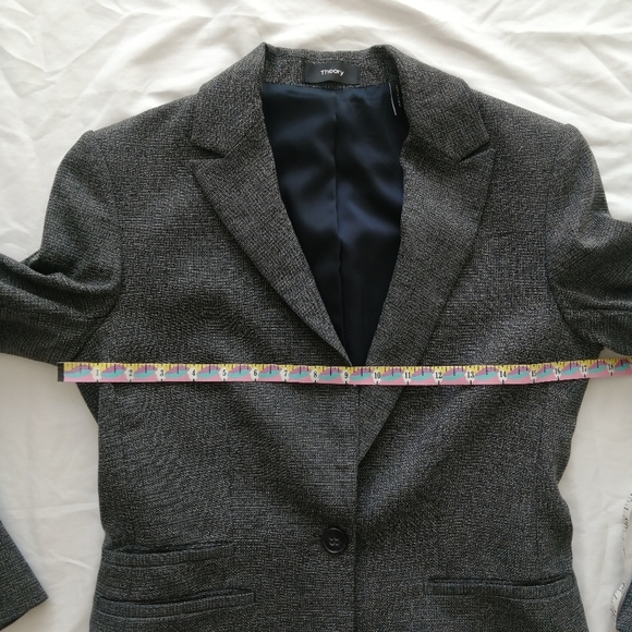 Theory Gabe Portmore Wool Single Button Blazer Speckled Grey 3 Pockets 2 - Picture 16 of 17